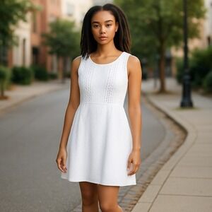 Old Navy Dress‎ Womens Size 0 White Eyelet Cottagecore Minimalist Capsule